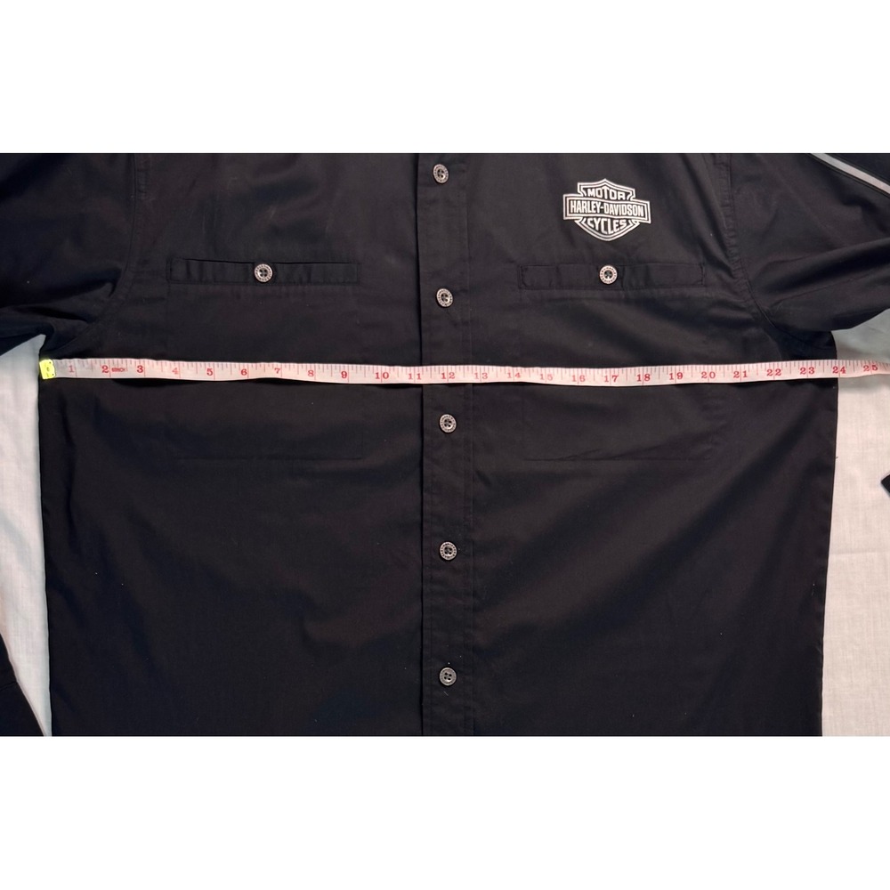 Harley-Davidson Mens Black Reflective Piping Long Sleeve Button Up Shirt Large - Picture 6 of 11